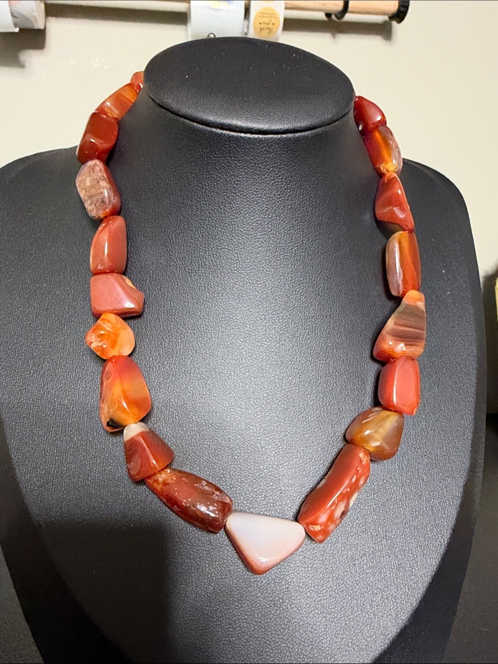 Handcrafted Southwestern Red Agate Beaded Statement Necklace
